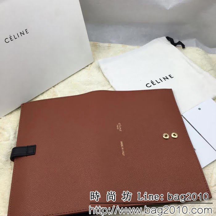 CELINE賽琳原單 專櫃 手掌紋牛皮搭扣拼色錢夾 4148 SL1688